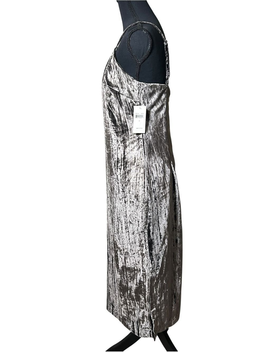 Splendid Black Crushed Velvet Midi Slip Dress Size XS NWT - Picture 7 of 13